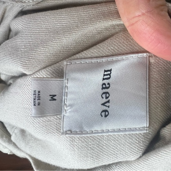 Anthropologie Maeve Collared Linen Button-Front Tassel Mini Dress Cream Size M - Picture 6 of 7